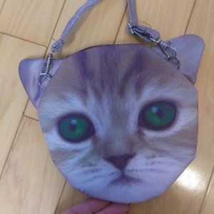 Cute realistic cat face cross body bag